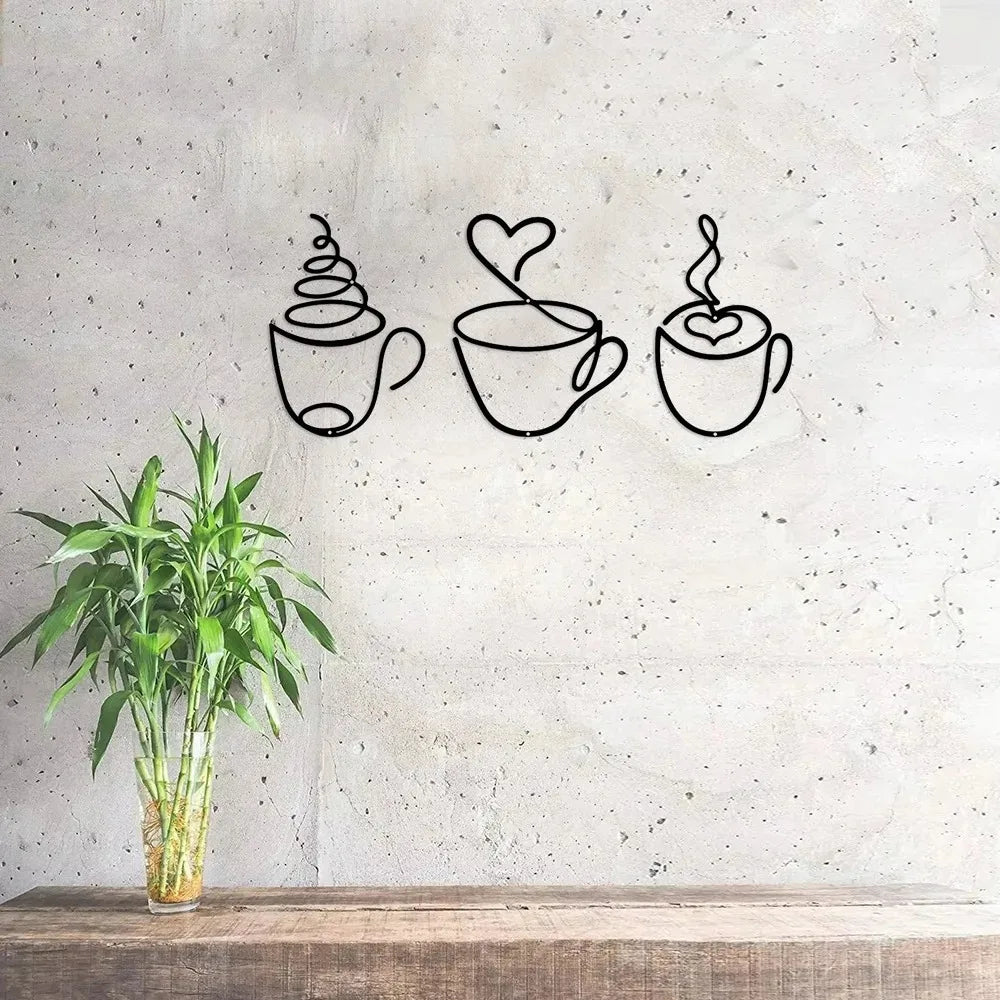 Trio de tasses murales — métal noir
