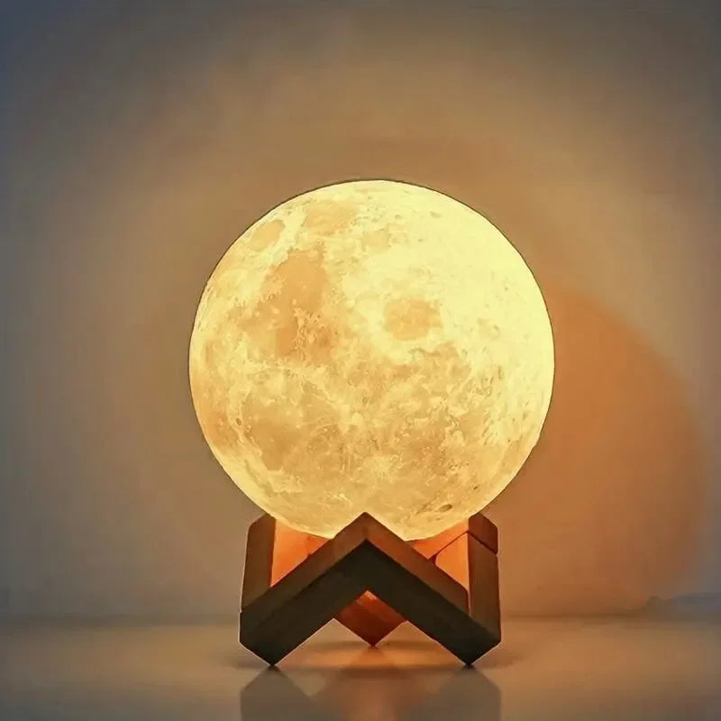 Lampe Pleine Lune — 8 cm, socle bois
