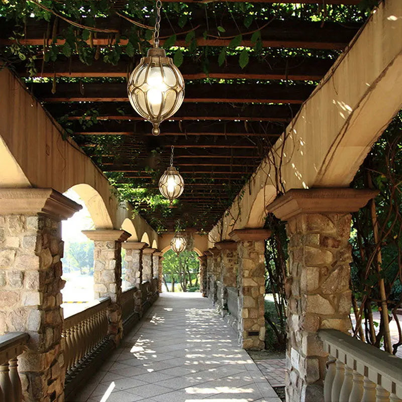 Lanterne Pergola — verre et métal bronze