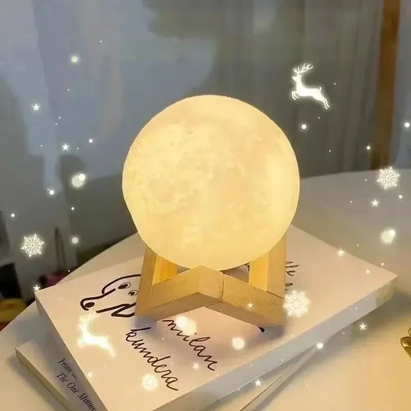 Lampe Pleine Lune — 8 cm, socle bois