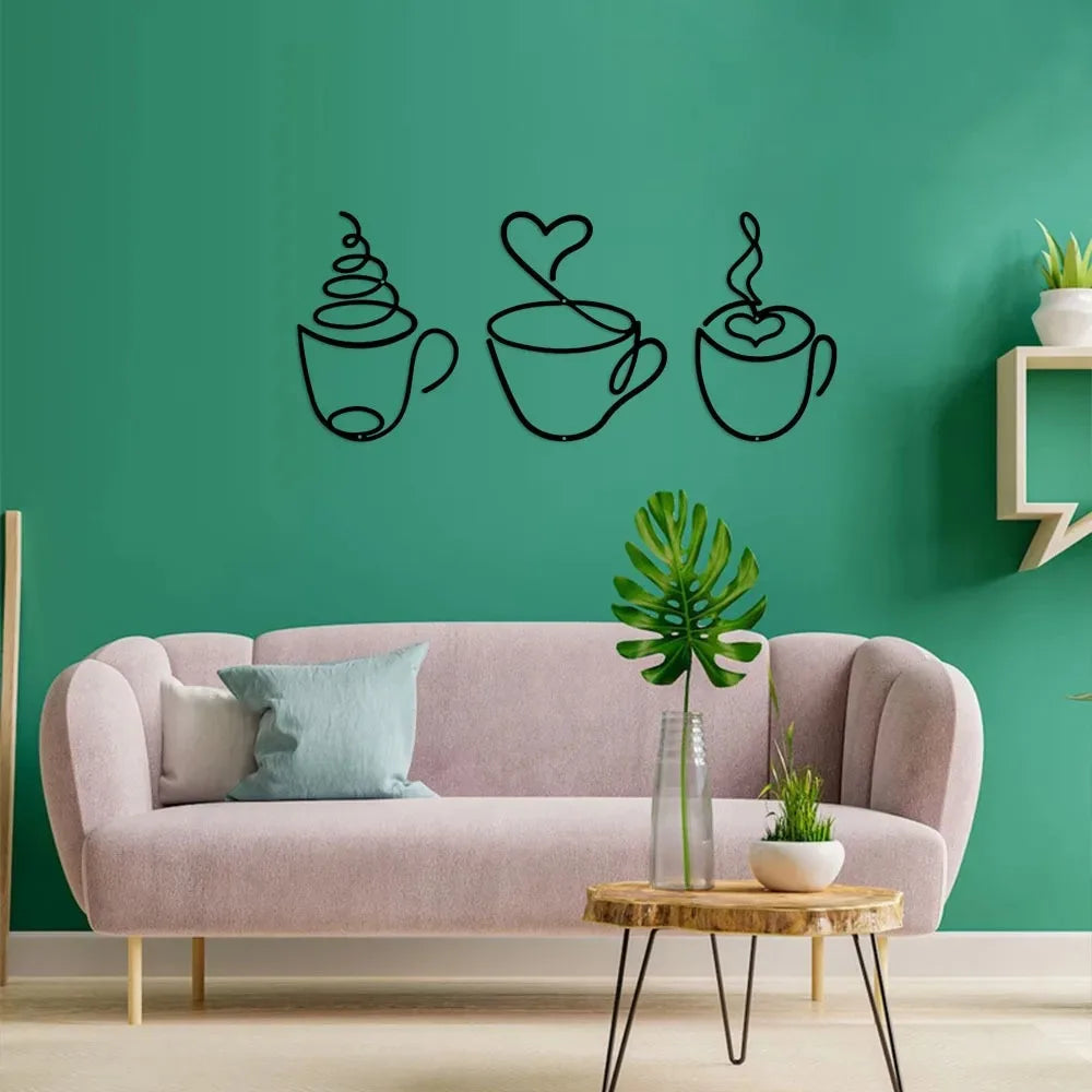 Trio de tasses murales — métal noir