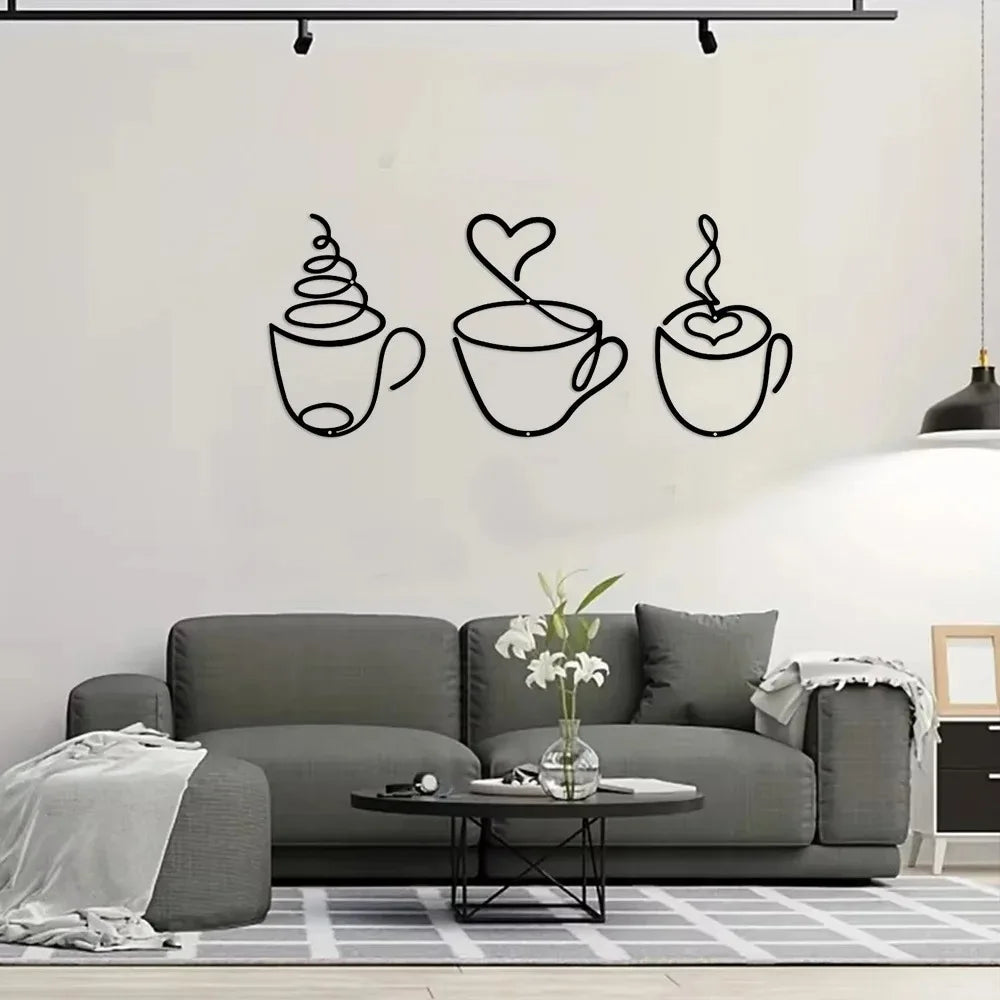 Trio de tasses murales — métal noir