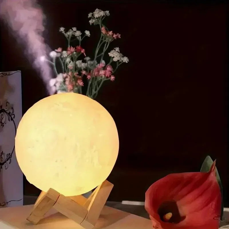 Lampe Pleine Lune — 8 cm, socle bois