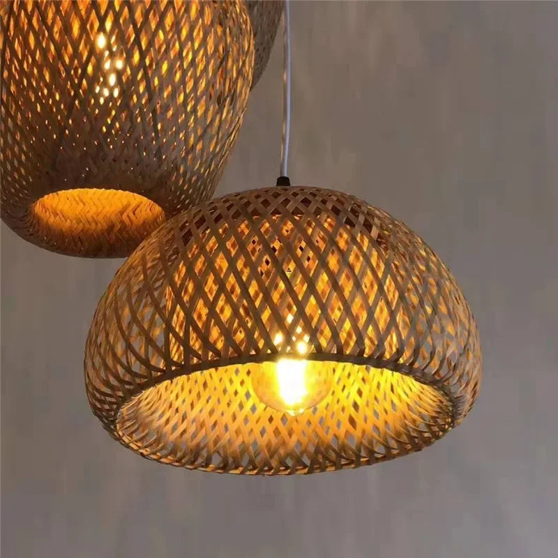 Suspension Canopée — rotin et bambou tressés