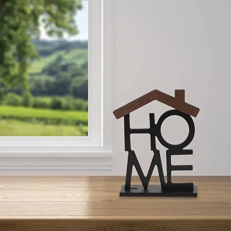 Lettrage HOME — bois et métal