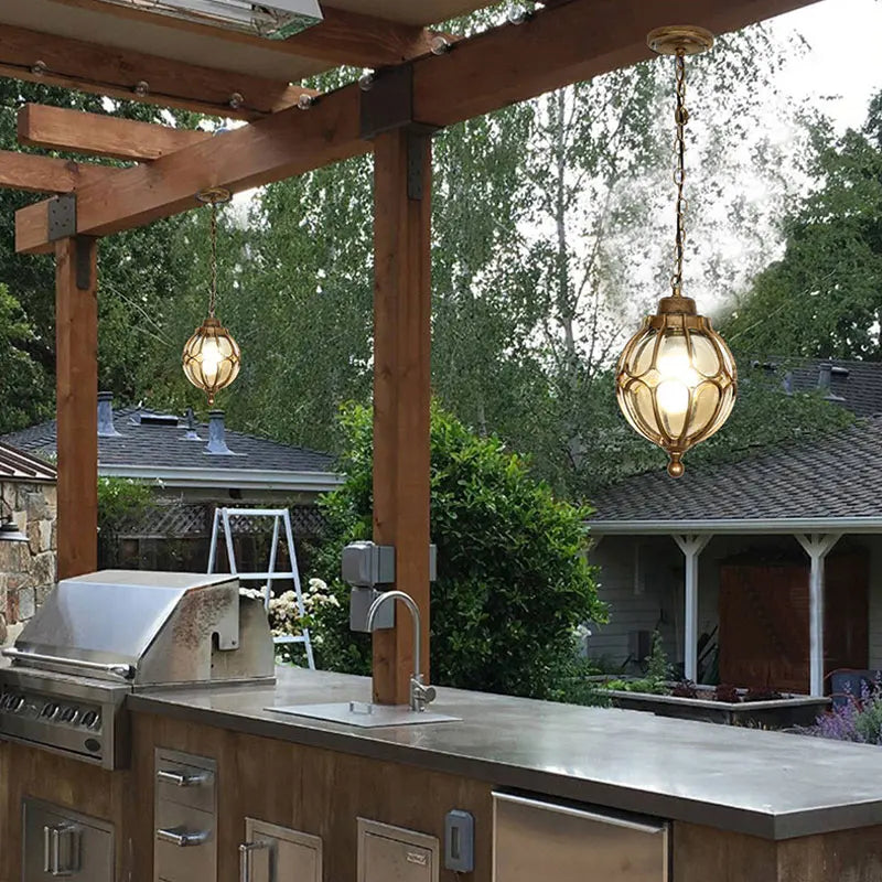 Lanterne Pergola — verre et métal bronze