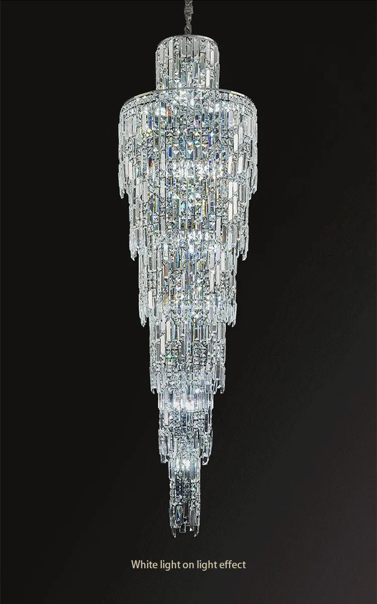 Lustre Cascade — cristal, grande hauteur
