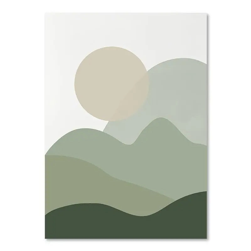 Affiche botanique Héléa, motif graphique aux verts profonds